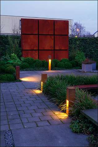 china corten steel garden bollard-outdoor bollard light
