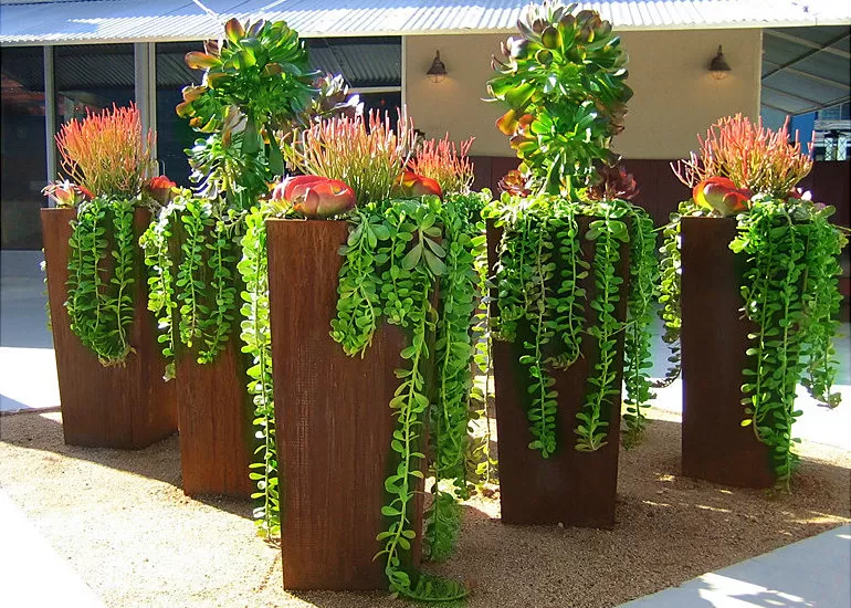 conical shape corten planter box