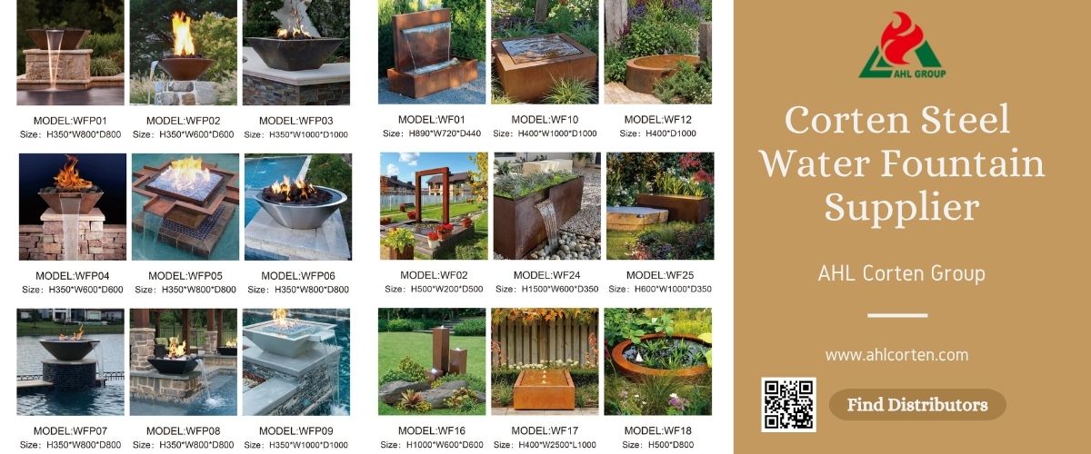 corten steel water fountain