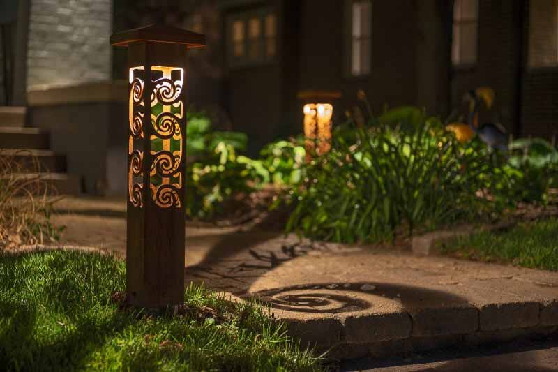 corten steel garden bollard light-metal light box