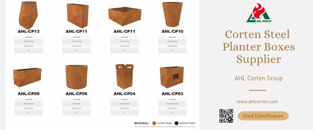  corten steel planter boxes