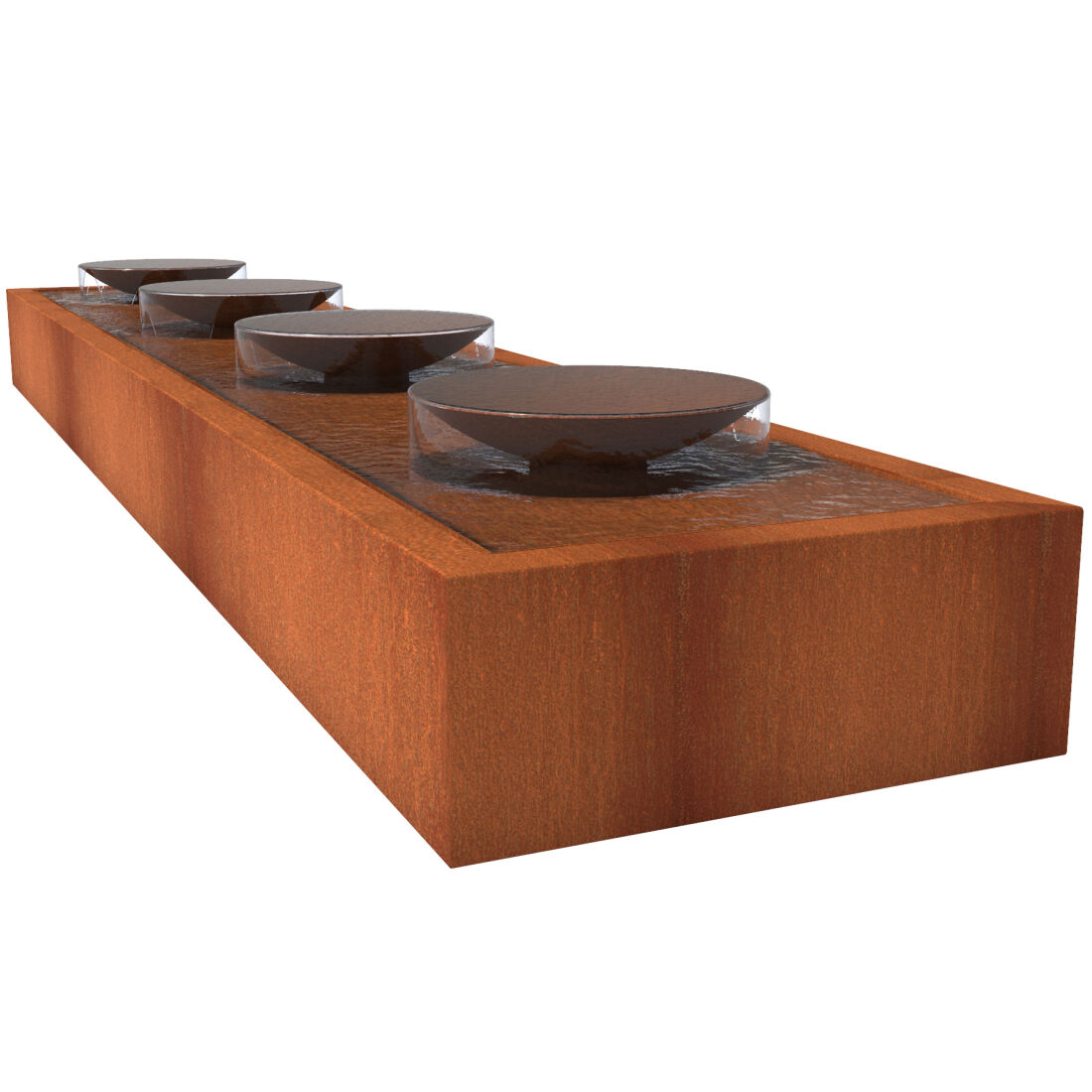 corten steel water table with water bowl