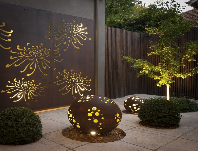 sustainable beautiful coorten steel garden light-light ball-light screen