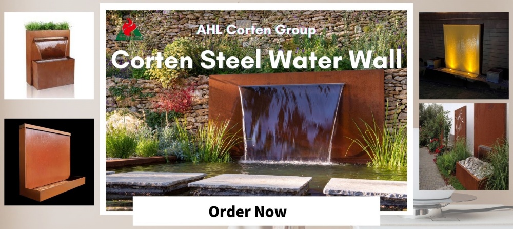 Rusted steel water wall